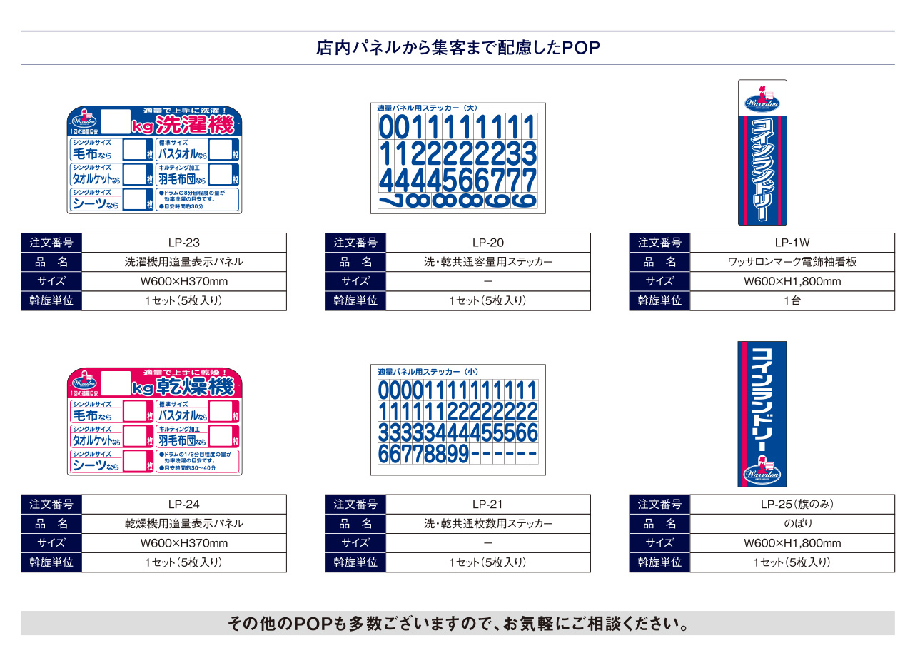POP（適量表示パネル等）